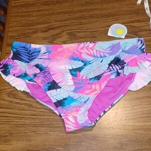 Island Soul Curve Women's Purple Tropical Bikini Bottoms Size 1X